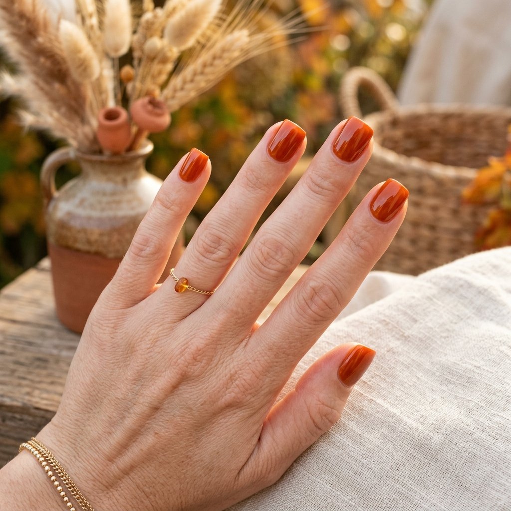 Burnt Orange Short Square Nails