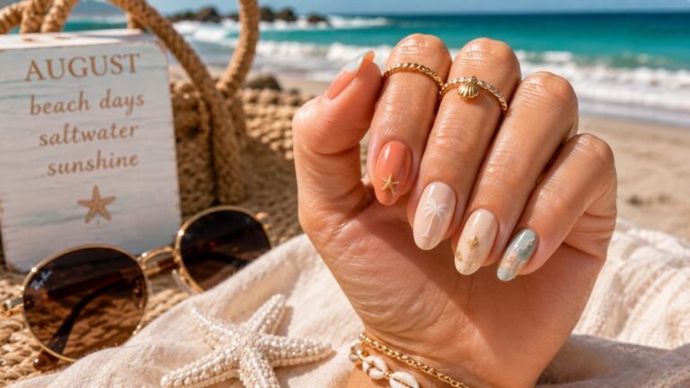 August Beach Vacation Nails