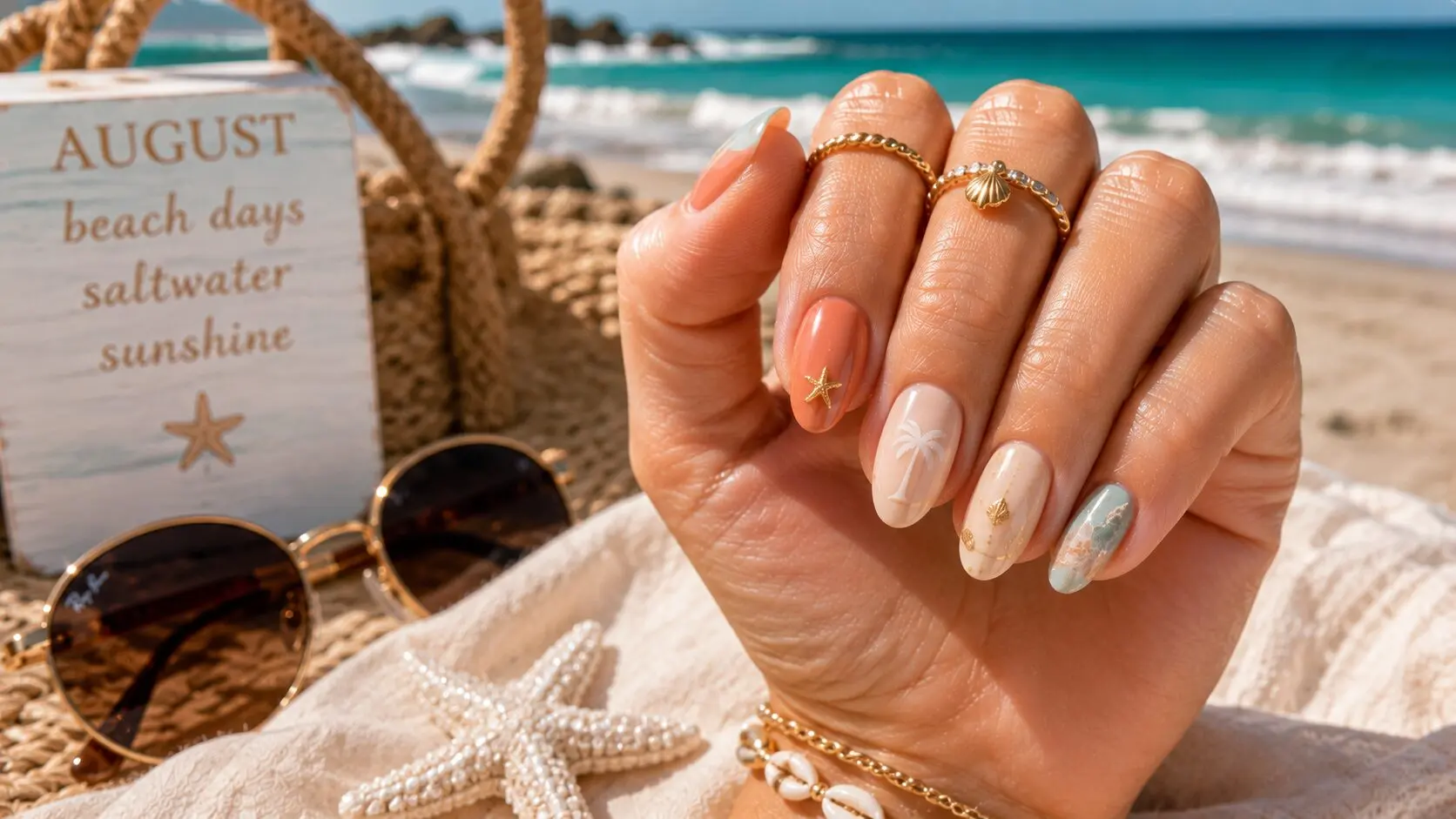 August Beach Vacation Nails