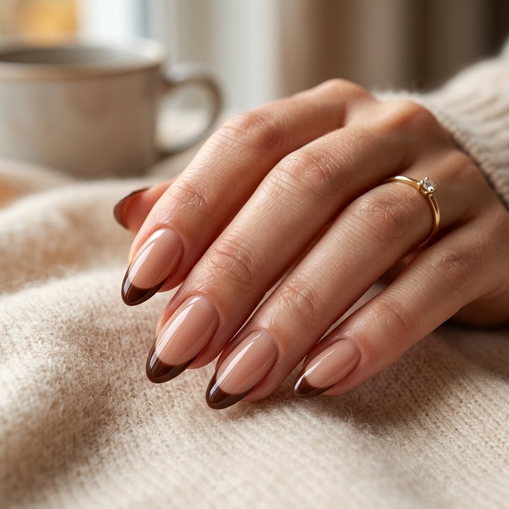 Chocolate Brown French Tips