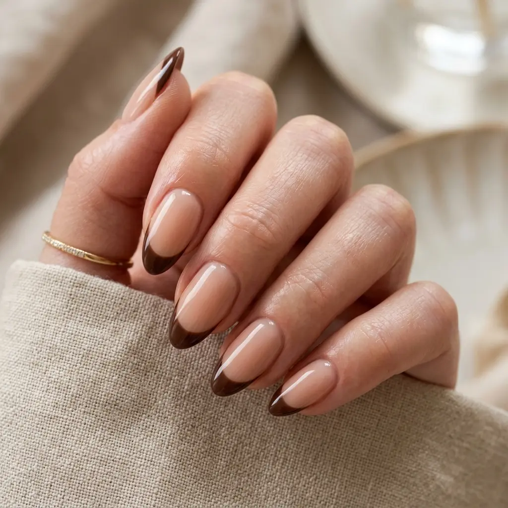 Chocolate Brown French Tips