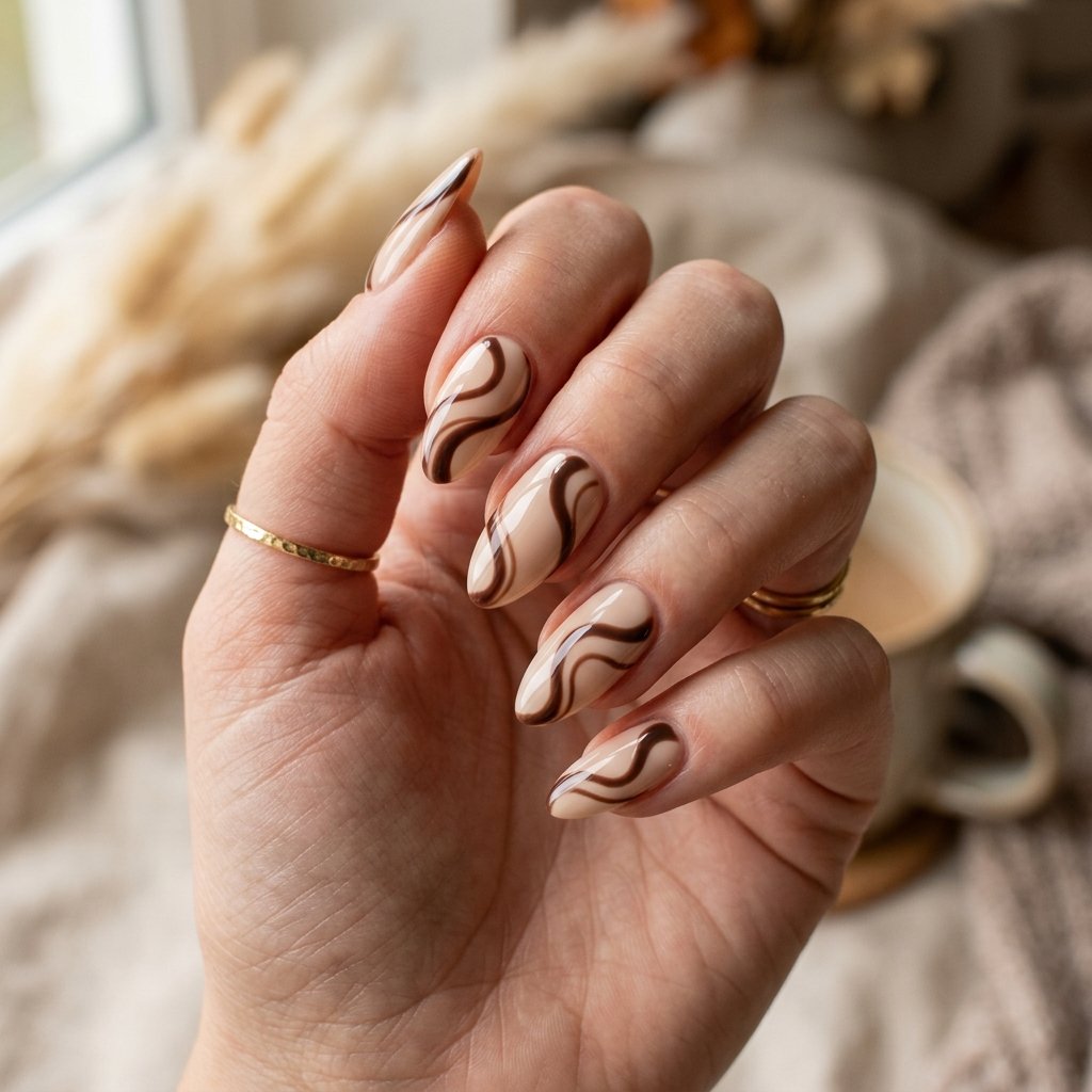 Chocolate Swirl Nail Art
