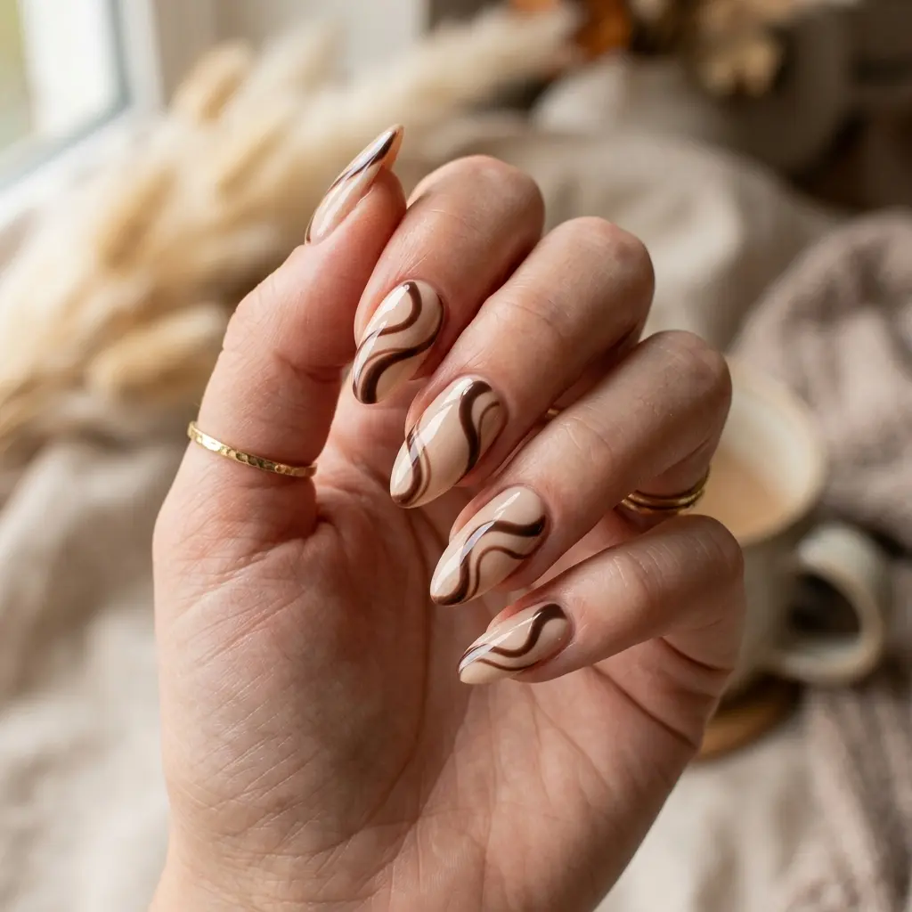 Chocolate Swirl Nail Art