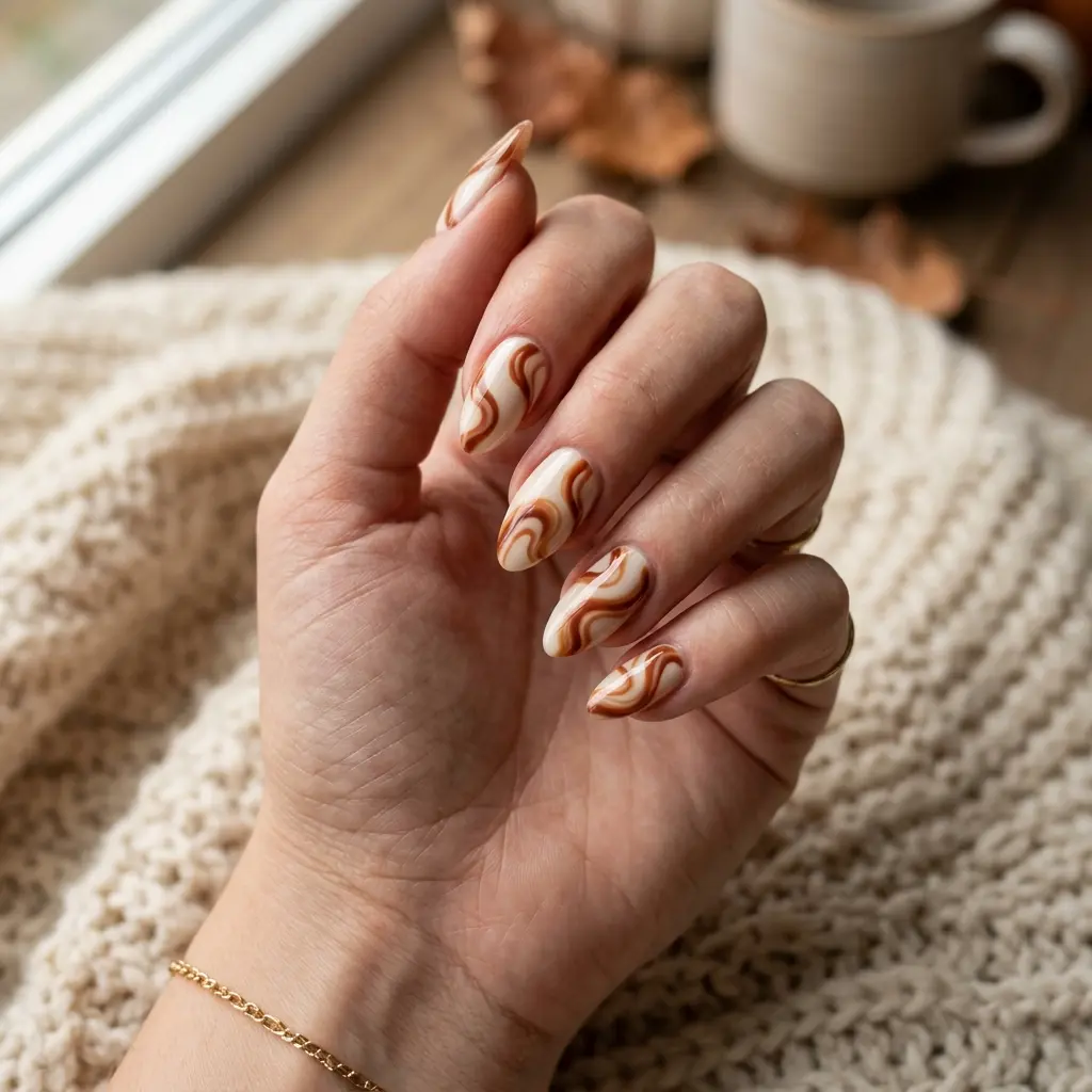 Cinnamon Swirl Nails