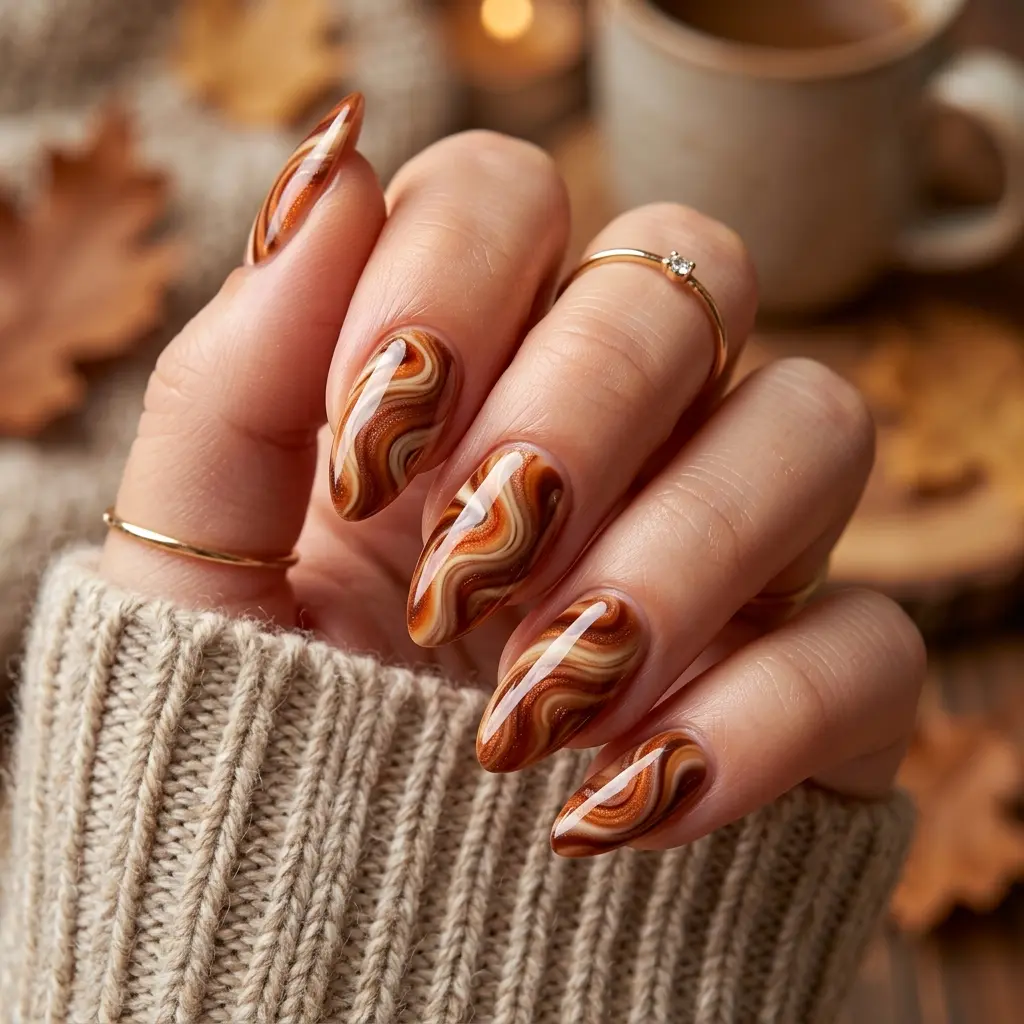 Cinnamon Swirl Nails