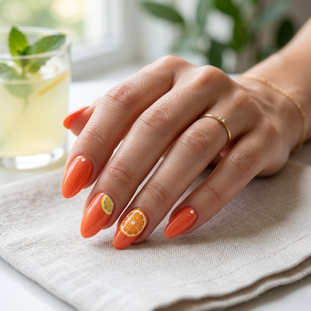 Citrus Slice Nail Art