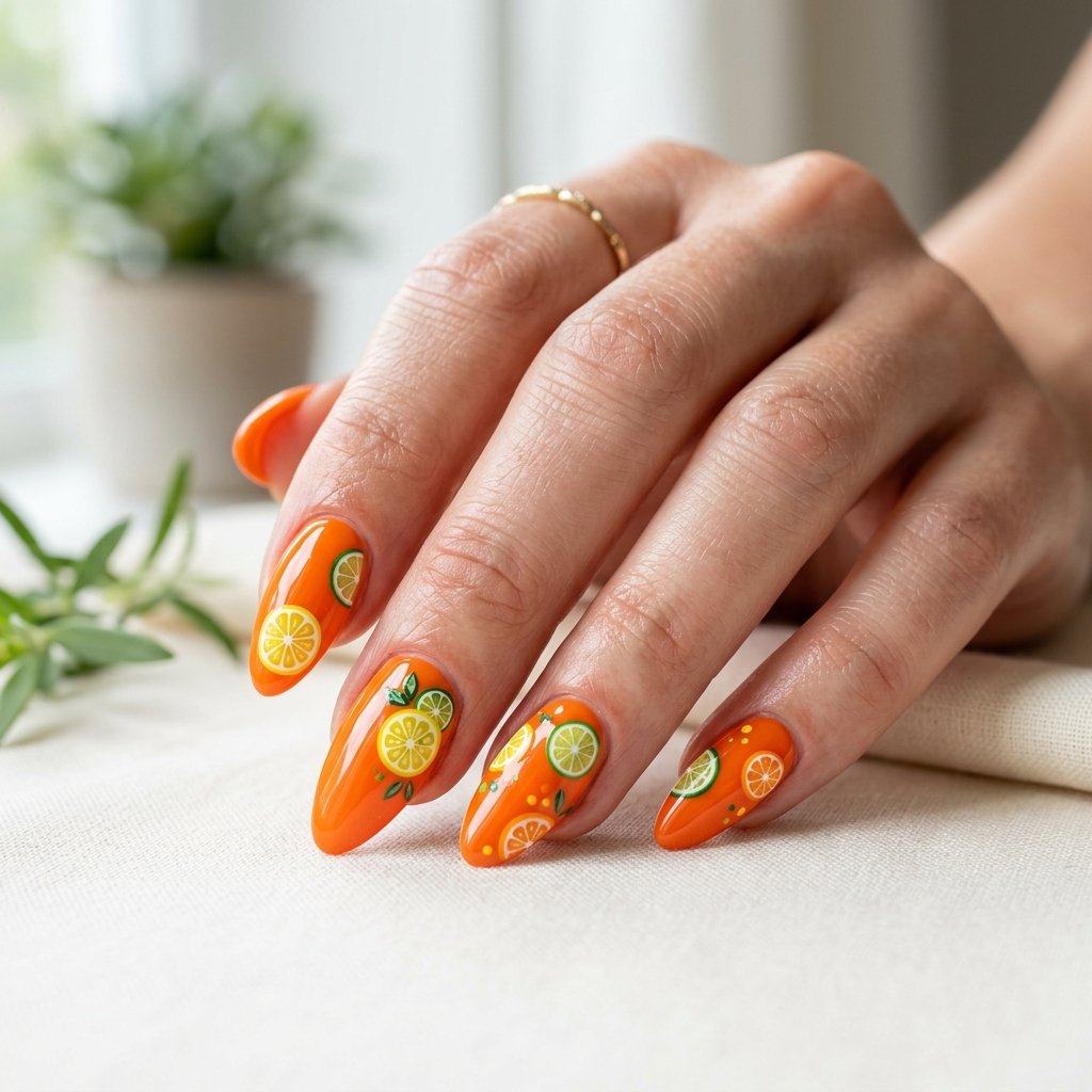 Citrus Slice Nail Art