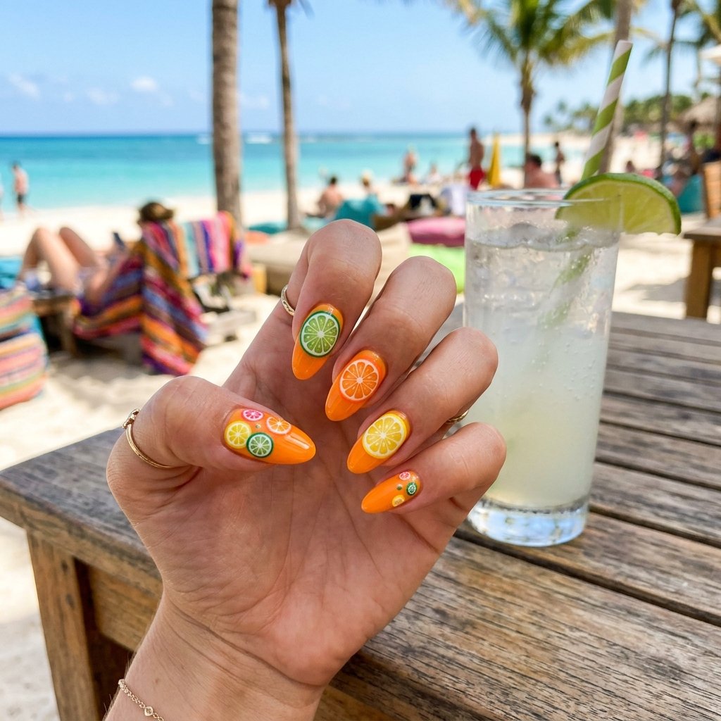 Citrus Slice Nail Art