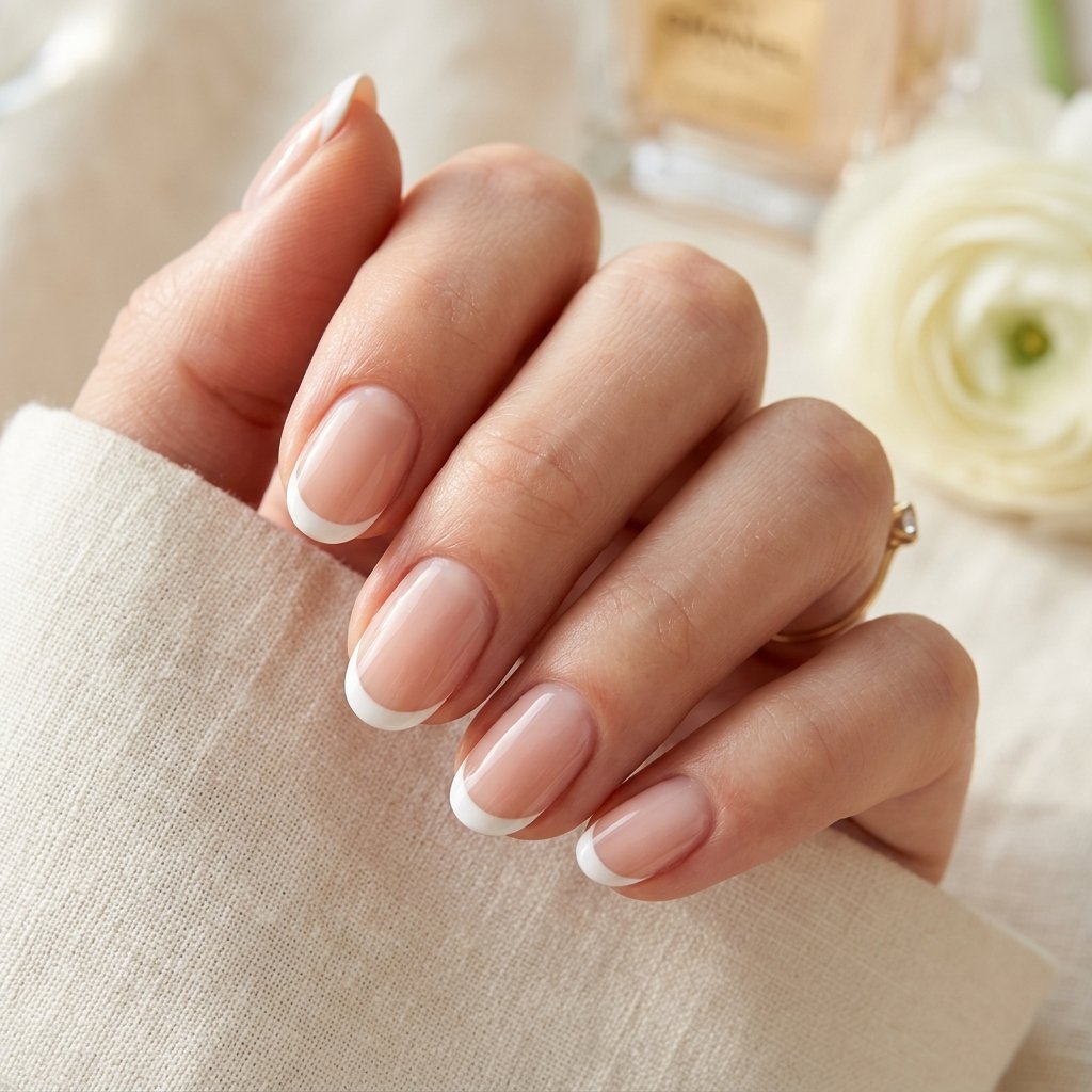 Classic French on Short Oval Nails
