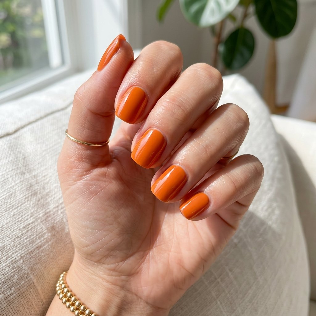 Classic Glossy Orange Nails