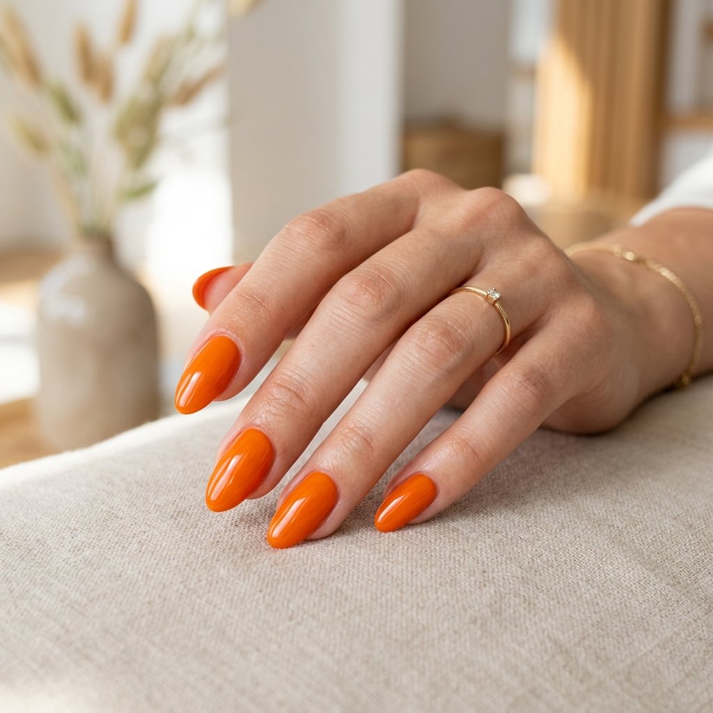 Classic Glossy Orange Nails