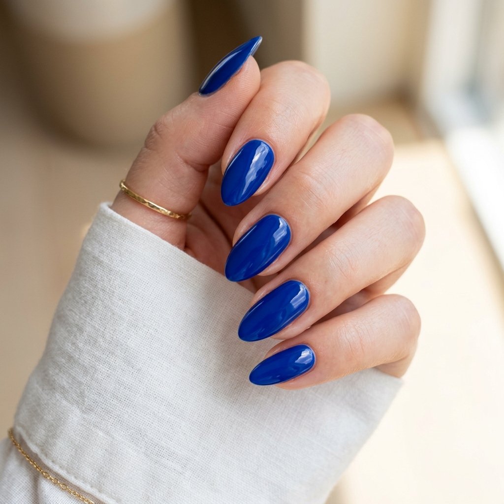 19 Blue Summer Nails Ideas to Refresh Your Seasonal Manicure 6 Bright Cobalt Statement Nails
