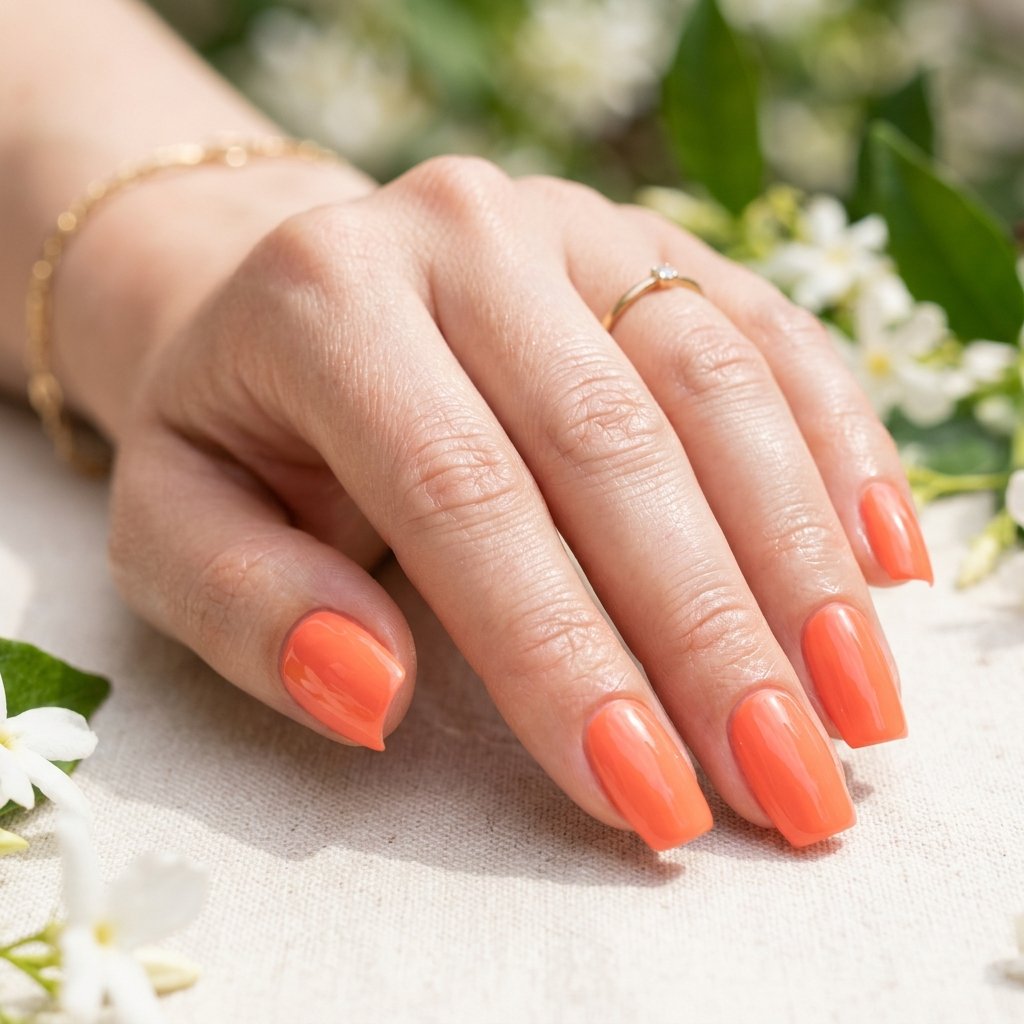 Coral Orange Nails