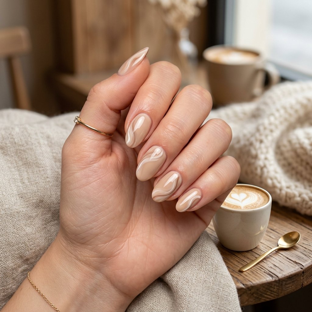 Cream Latte Nails
