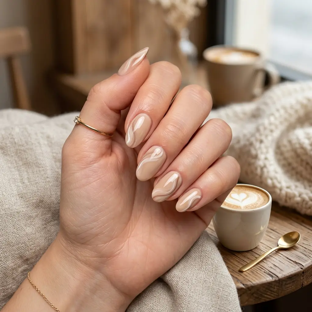Cream Latte Nails