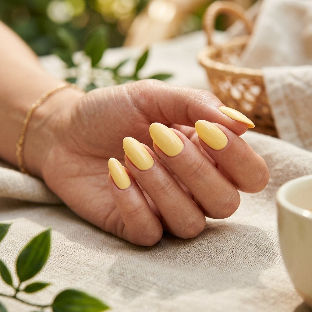 Creamy Butter Yellow Nails