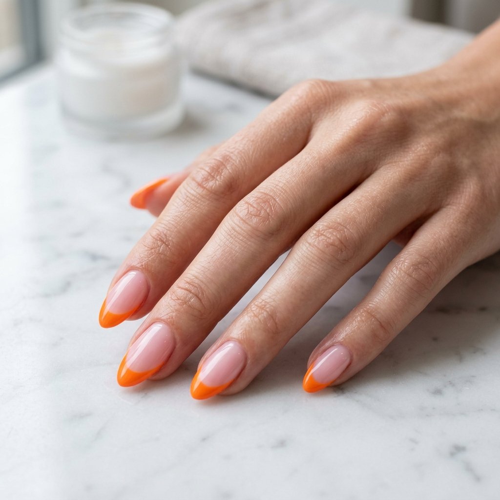 18 Orange French Nails Revealing A Chic Twist On A Classic Look 12 Curved Orange French Tips