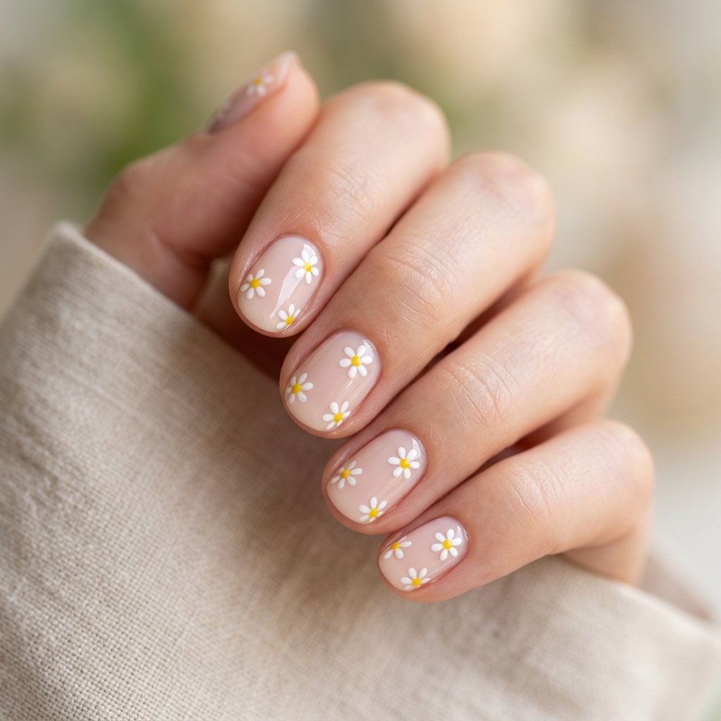 Daisy Flower Nails