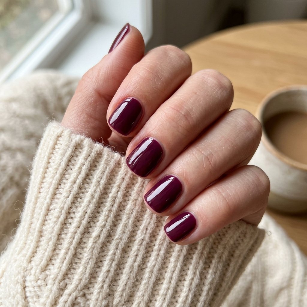 Deep Berry Short Nails