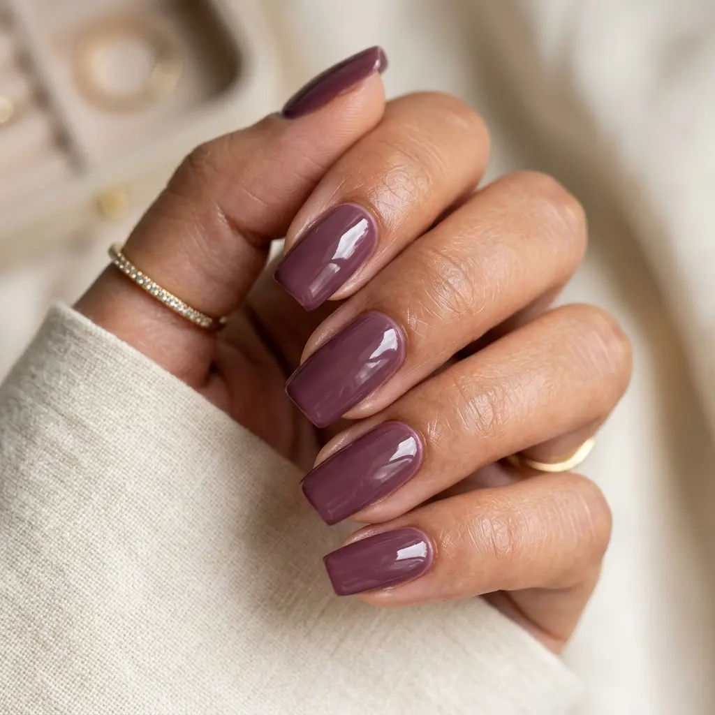 23 Early Fall August Nails You'll Want to Wear Before Everyone Else 17 Dusty Plum Gloss Nails