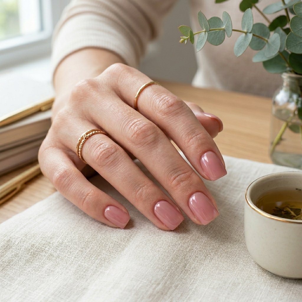Glazed Dusty Rose Short Square Nails