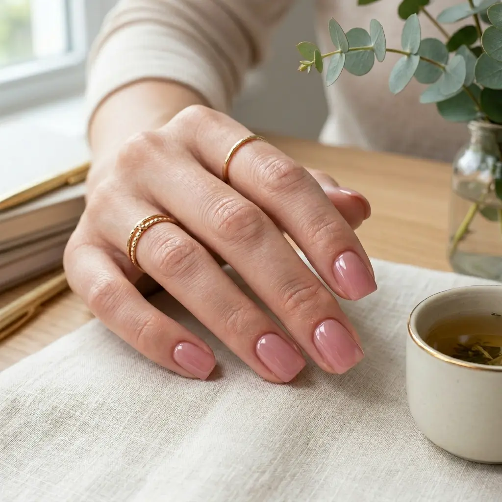 19 August Teacher Nails That Look Professional, Polished, and Chic 16 Glazed Dusty Rose Short Square Nails
