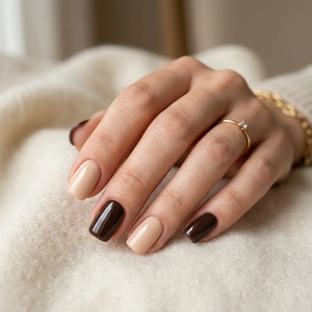 23 Early Fall August Nails You'll Want to Wear Before Everyone Else 24 Espresso and Beige Mix Nails