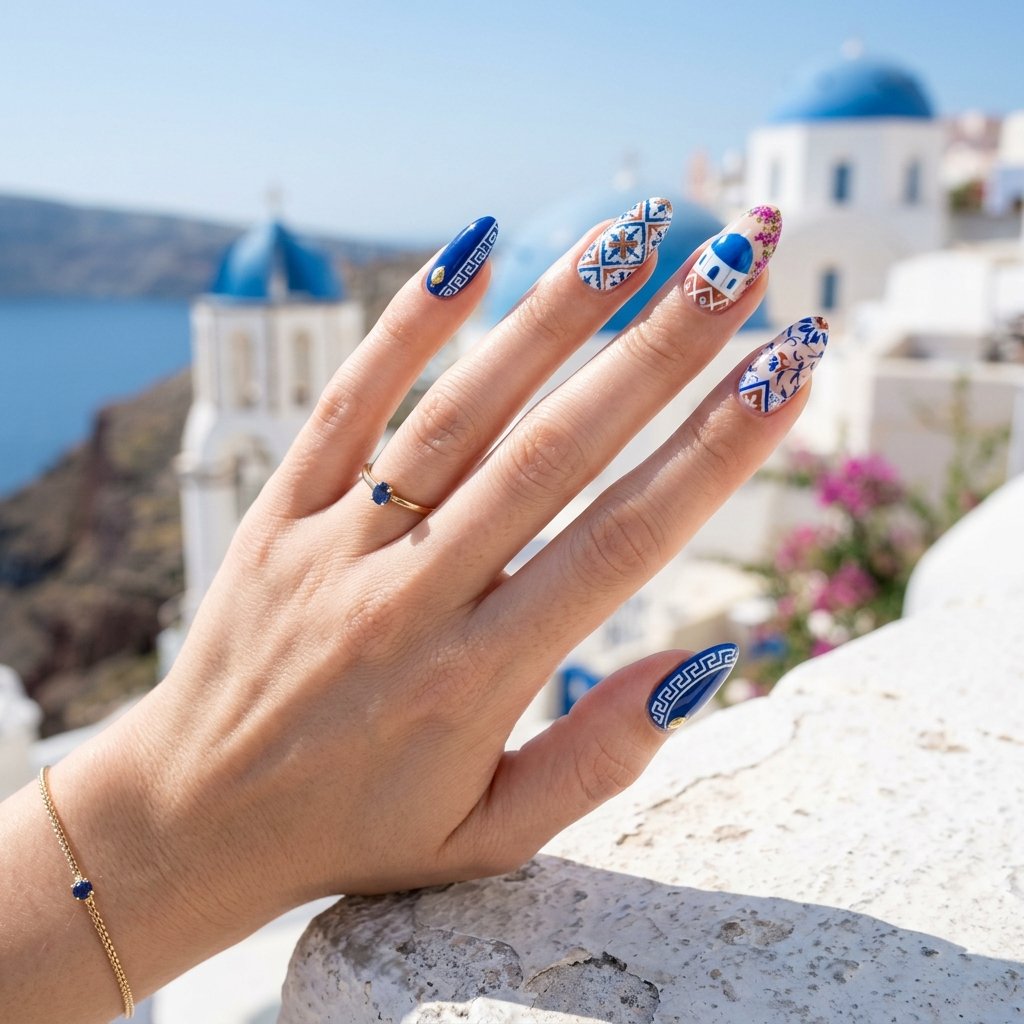 Full Santorini Scene Maximalist Tile Set