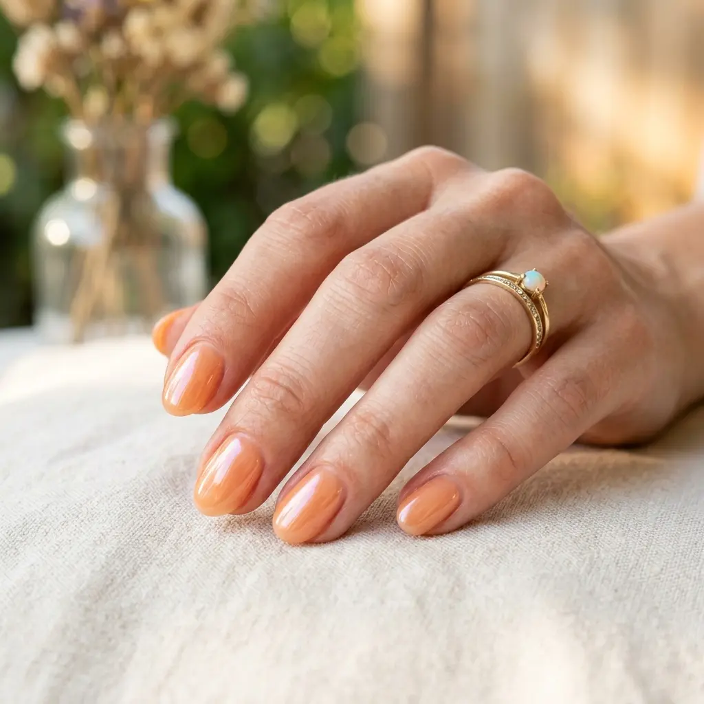 Glazed Apricot Short Oval Nails