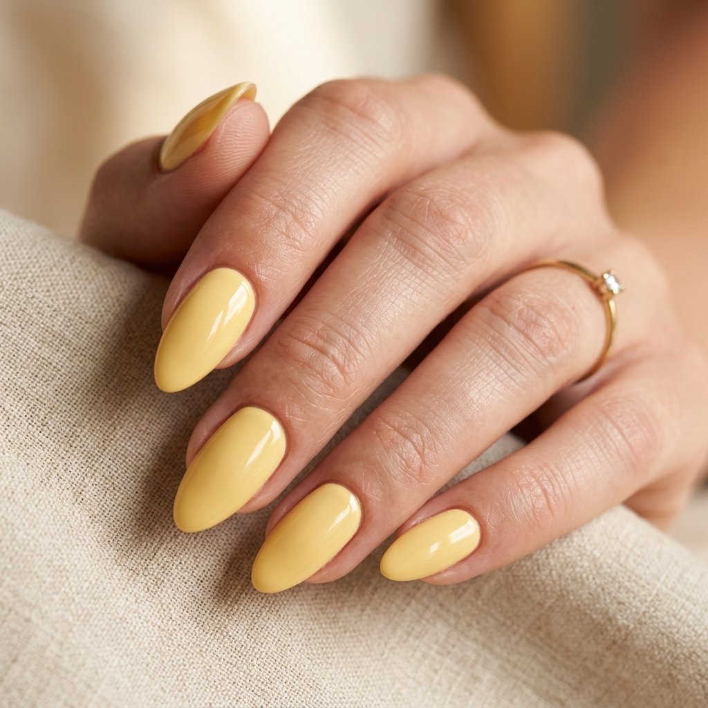 Butter Yellow Almond Nails