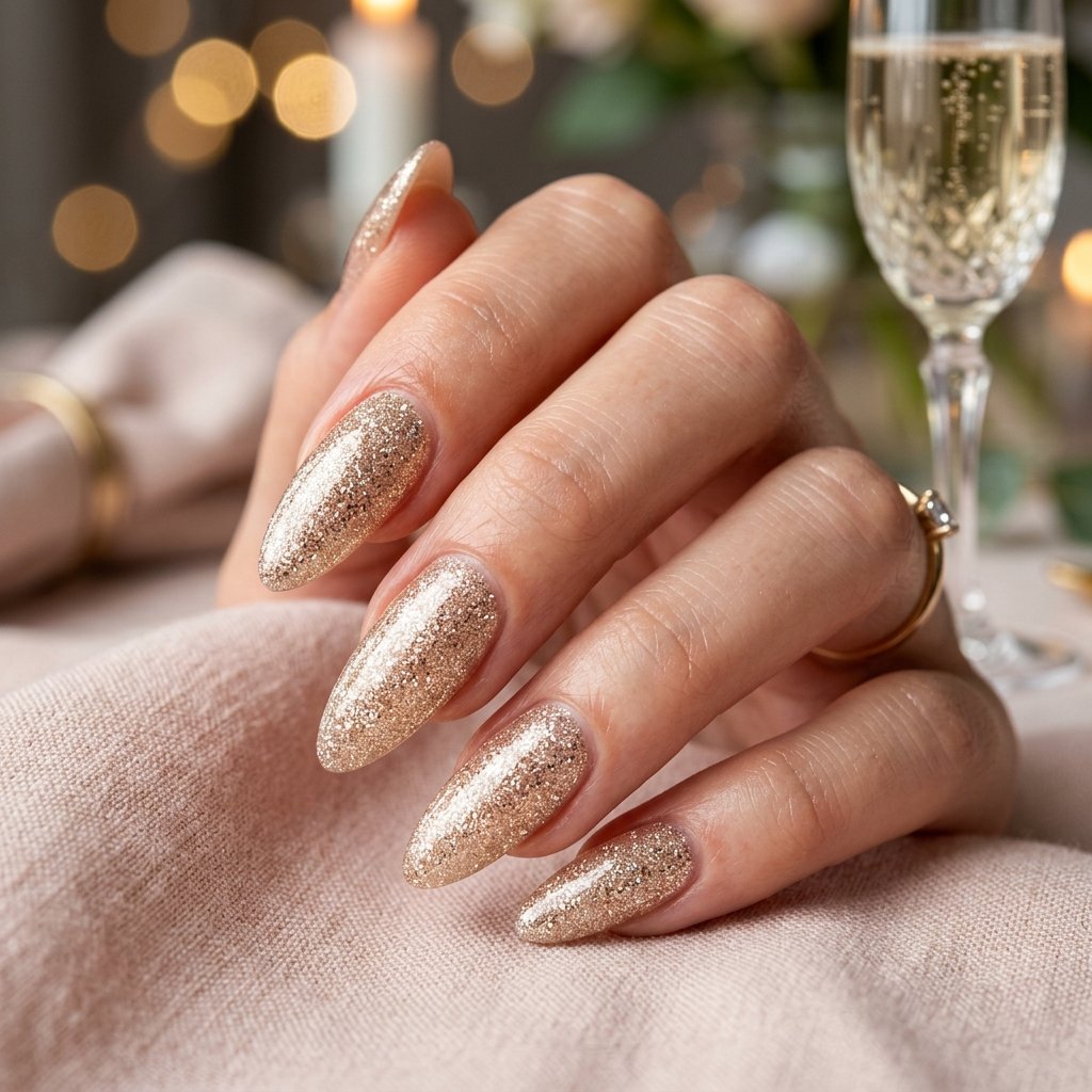 Champagne Glitter Acrylic Nails