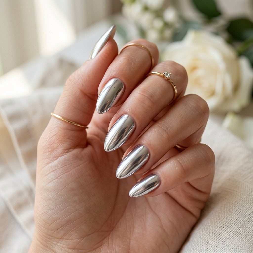 Chrome Almond Nails