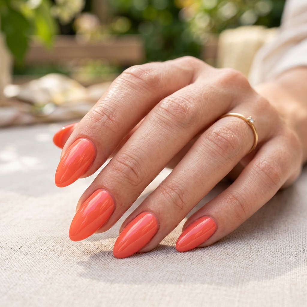 Coral Almond Nails