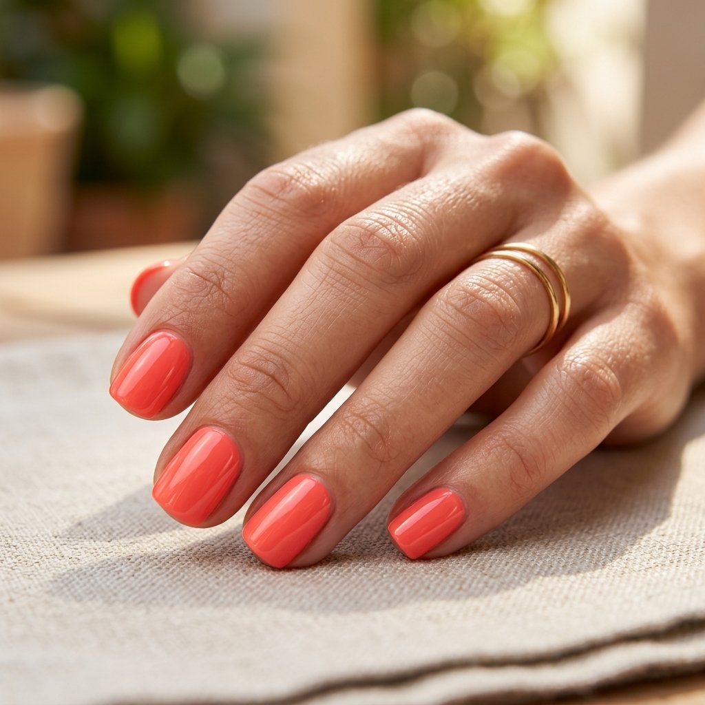 Bright Coral Nails