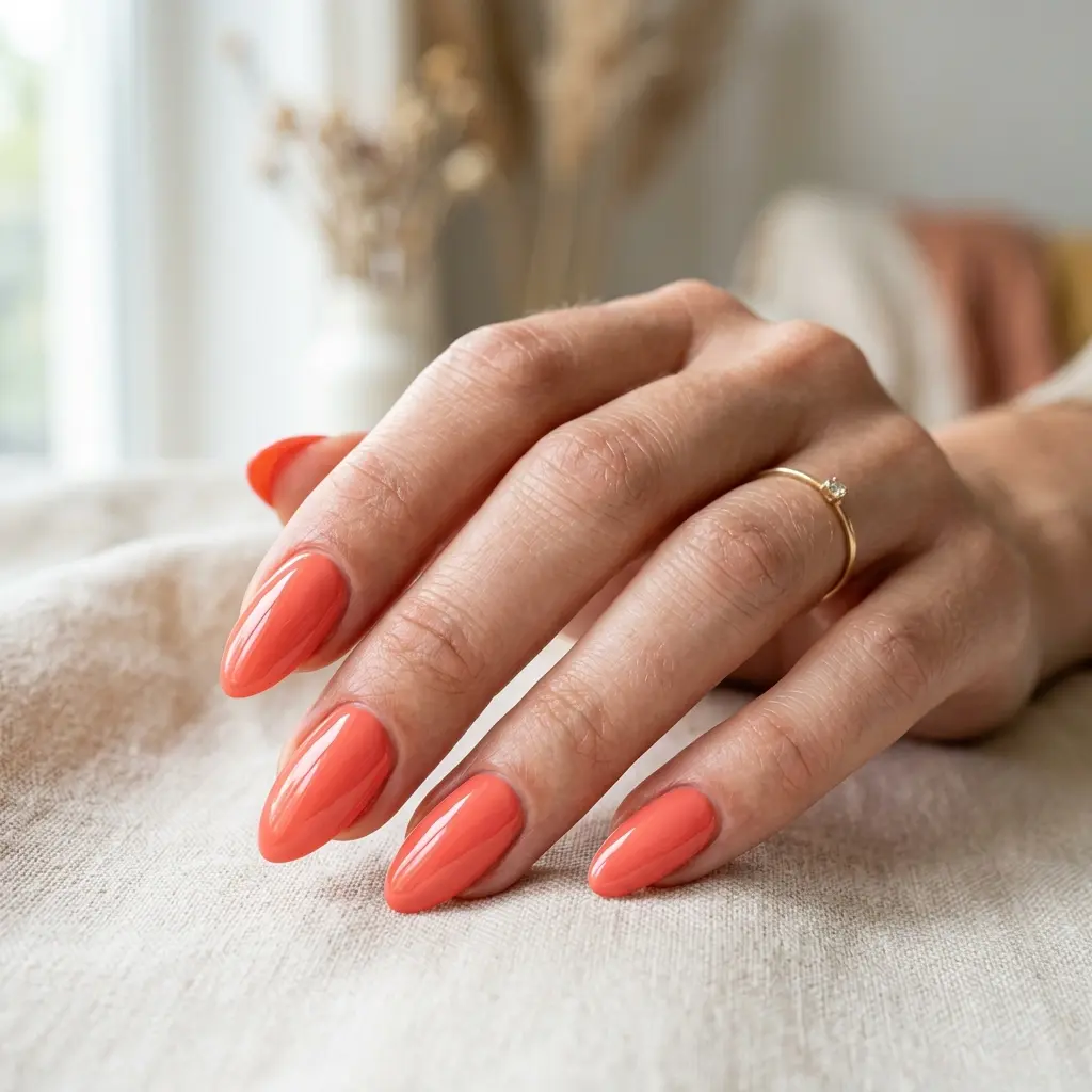Coral Orange Nails
