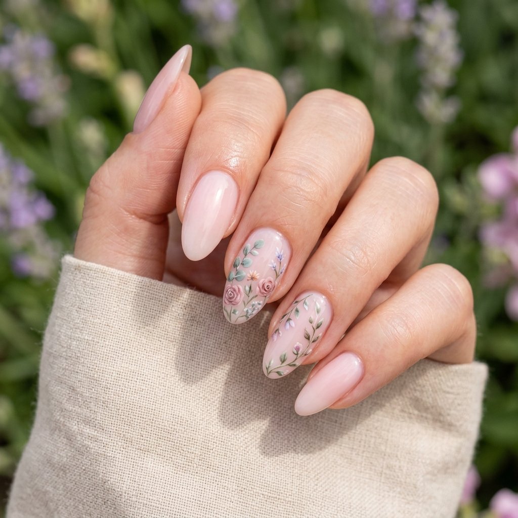 Floral Accent Nails