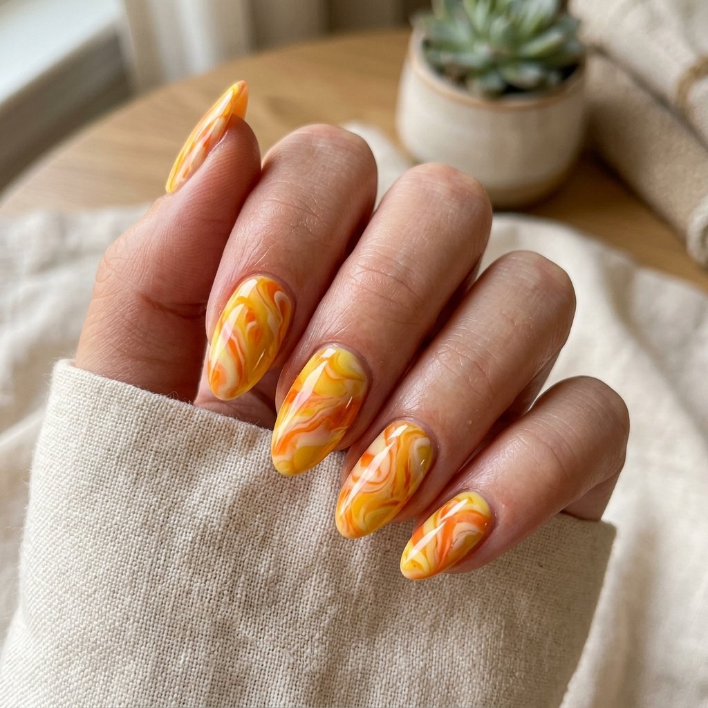 Marble Citrus Nails