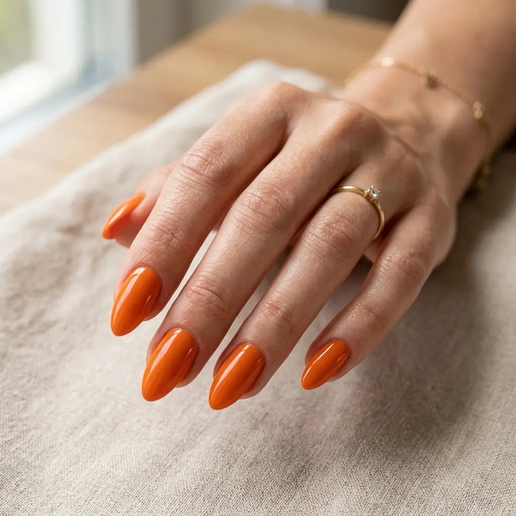 Classic Glossy Orange Nails