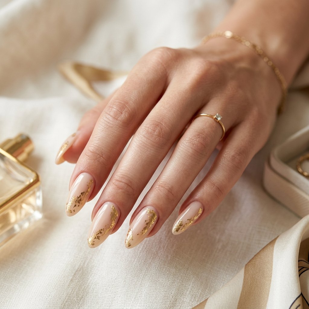 Gold Foil Accent Nails