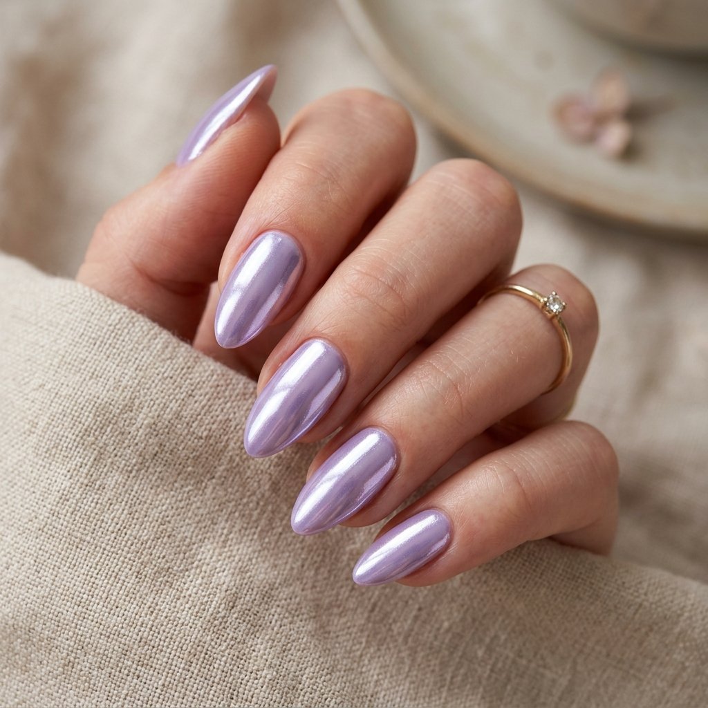 Lavender Chrome Nails