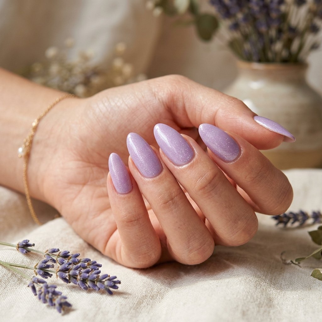 Lavender Shimmer Nails