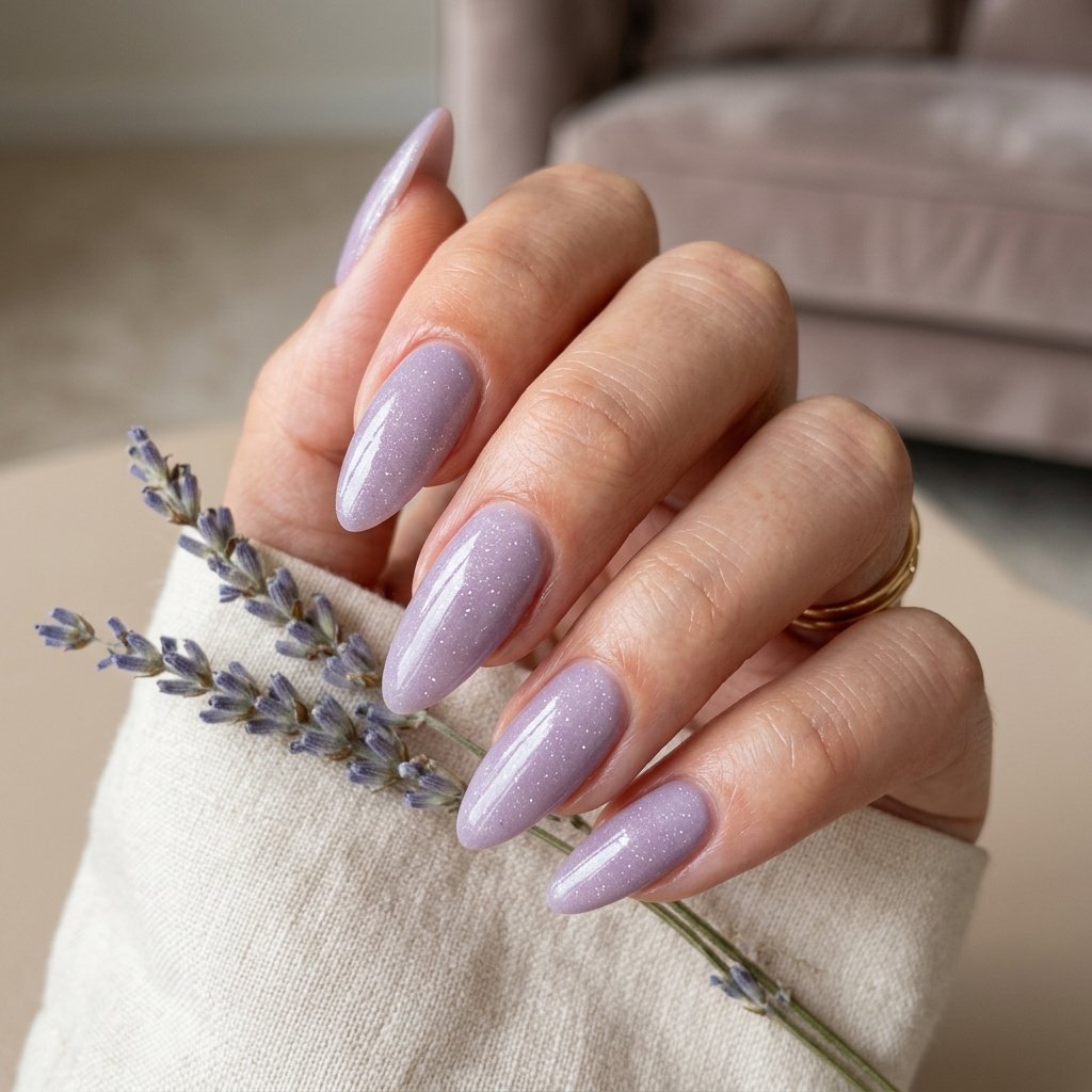 Lavender Shimmer Nails