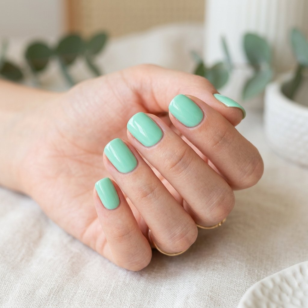 Mint Green Short Nails
