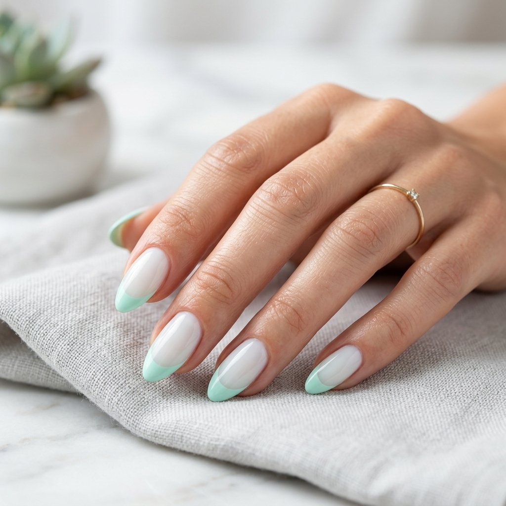 Mint Green French Tips