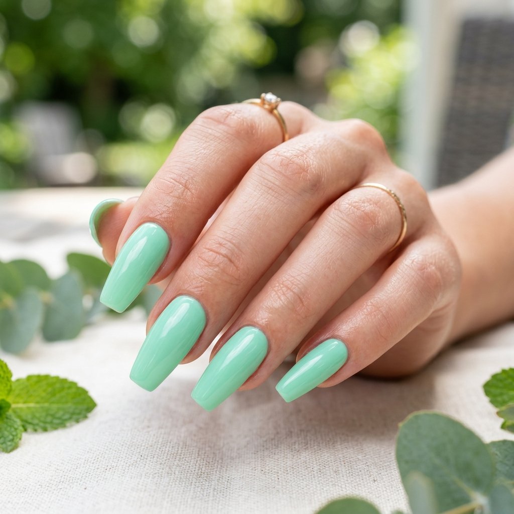 Mint Green Acrylic Nails