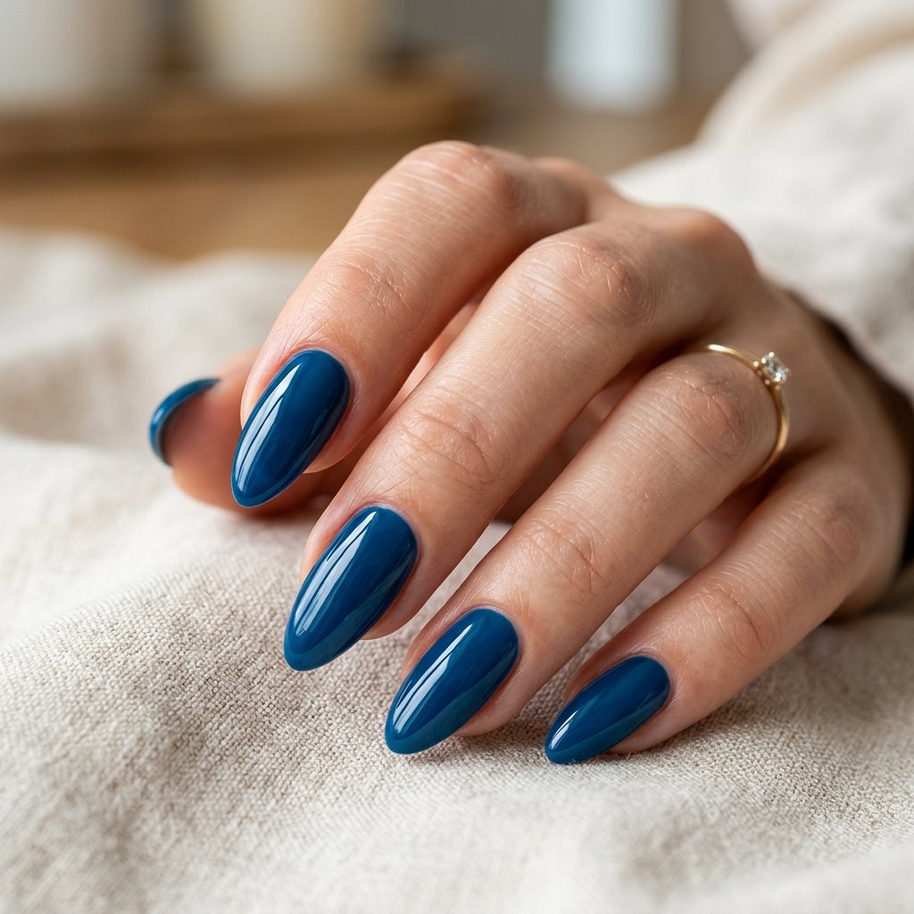 Ocean Blue Almond Nails