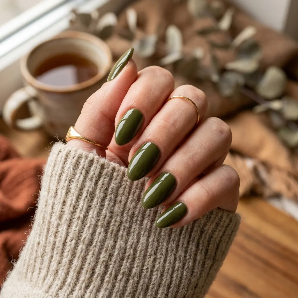 Olive Green Nails