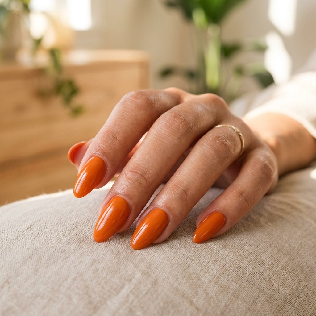 Classic Glossy Orange Nails
