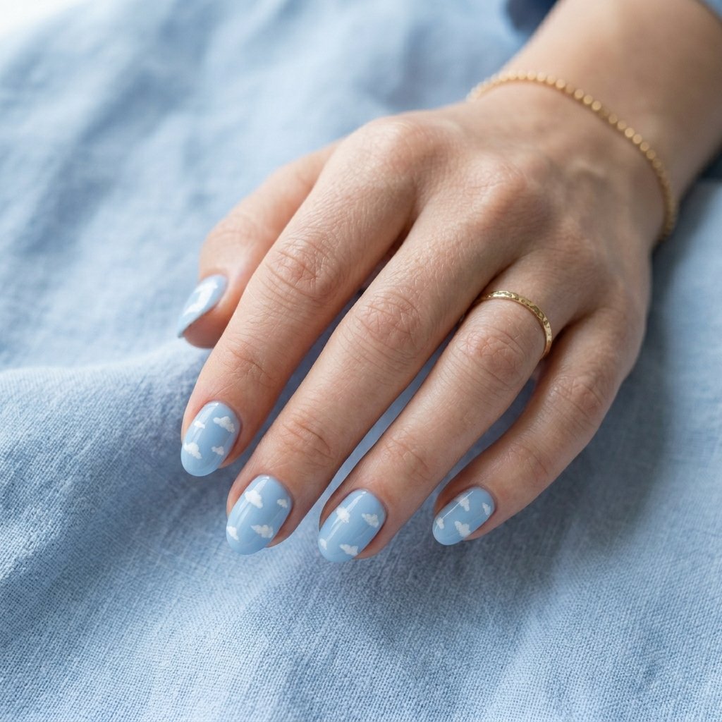 Cloud Accent Nails