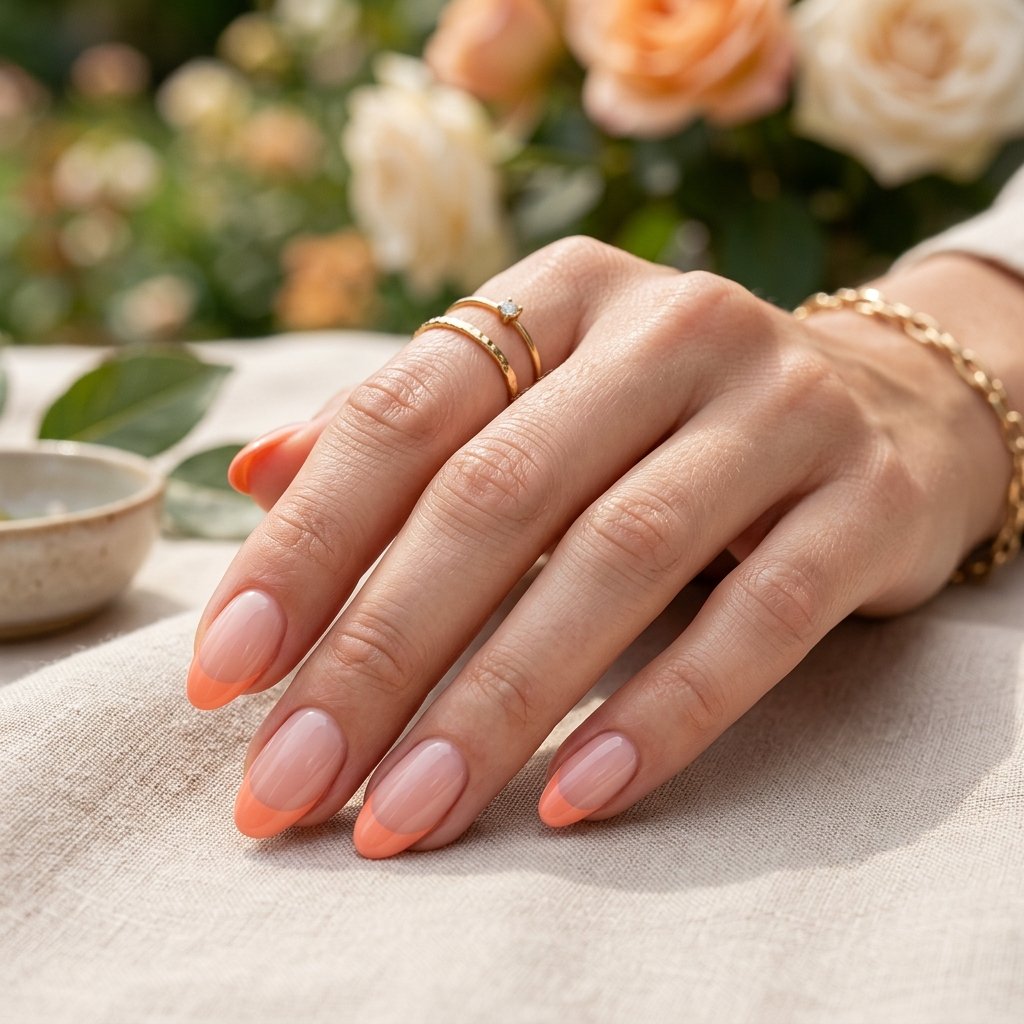 Peach French Tip Nails